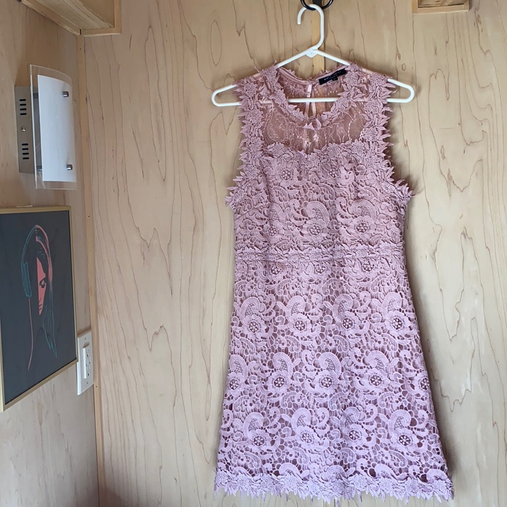 Blush pink lace detail dress